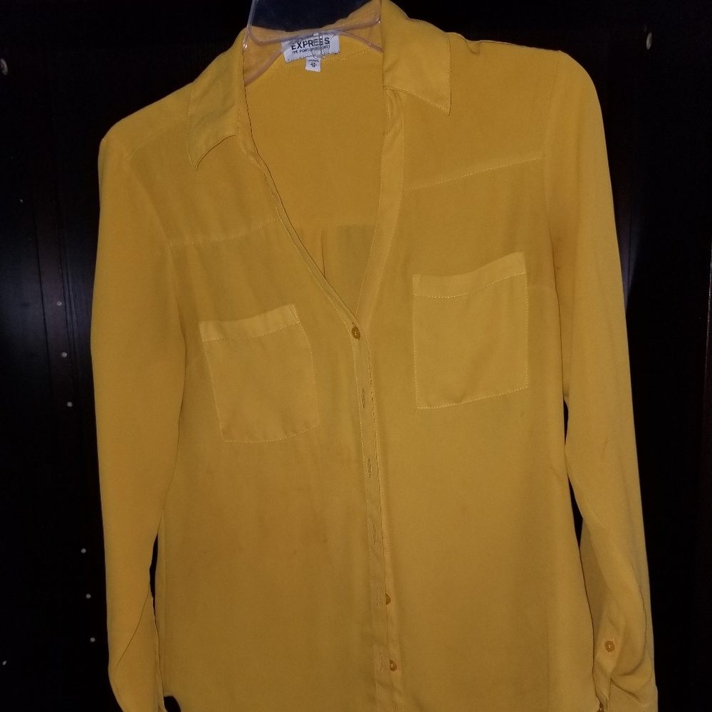 Express XS button up - mustard yellow